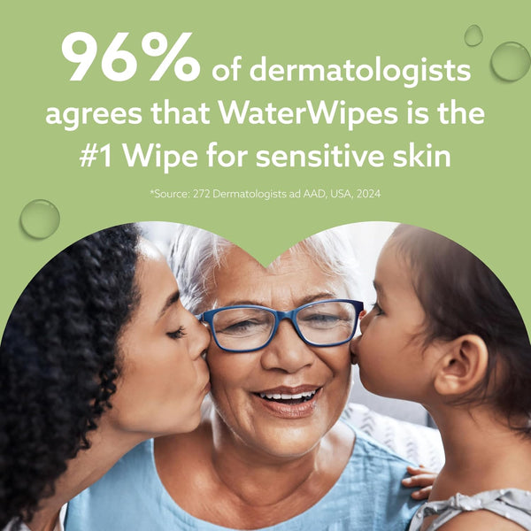 WaterWipes Sensitive+ Baby & Toddler Wipes, 720 Count (12 Packs), 3-In-1 Cleans, Cares, Protects, 99.9% Water, Textured Clean, Unscented