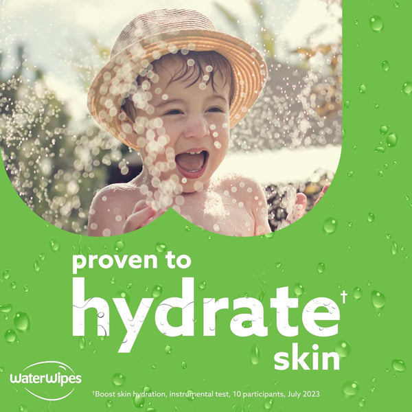 WaterWipes Sensitive+ Hydrating Boost Wipes, 720 Count (12 Packs), 3-In-1 Cleans, Cares, Hydrates, 99% Water with Aloe Vera, Unscented Baby Wipes