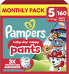 Pampers Baby-Dry Nappy Pants Paw Patrol Edition Size 5, 160 Nappies, 11kg-17kg, Monthly Pack, with Our 360° Pants Fit to Help Prevent Leaks