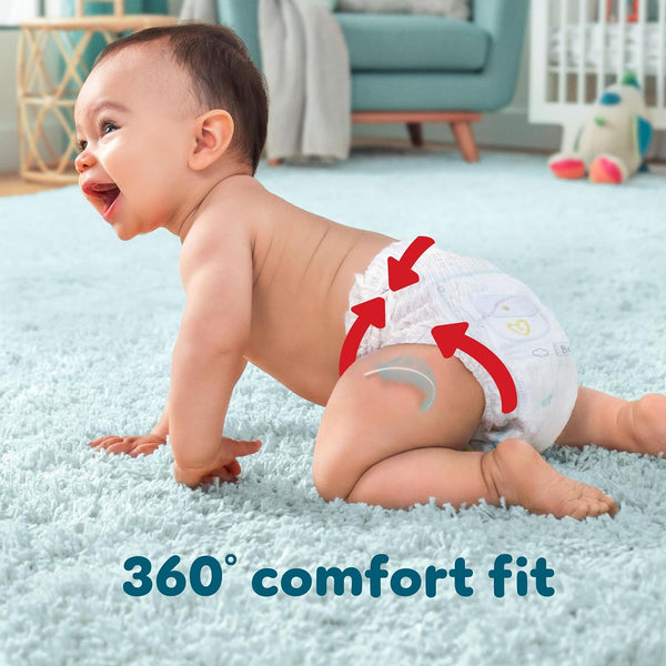 Pampers Premium Protection Nappy Pants Size 6, 132 Nappies, 13kg-19kg, Monthly Pack + Pampers Harmonie Aqua Baby Wipes 1 pack of 10 Wipes