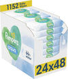 Pampers Harmonie Aqua Baby Wipes Plastic Free 24 Packs of 48 Wipes, 1152 Baby Wet Wipes, Help restore natural skin pH, Delicate lotion with 99 percent water