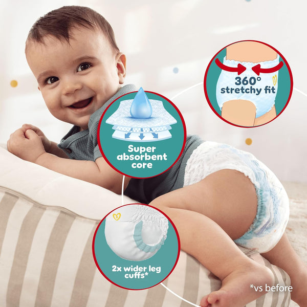 Pampers Baby-Dry Nappy Pants Size 8, 117 Nappies, 17kg+, Monthly Pack, 360° Fit To Help Prevent Gaps And Leaks