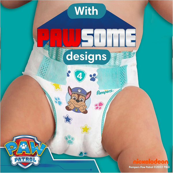 Pampers Baby-Dry Paw Patrol Edition Size 4, 222 Nappies, 9kg-14kg, Monthly Pack, Up to a 100% Leak-Free & Comfortable Night