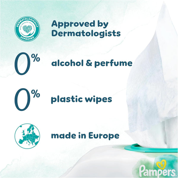 Pampers Harmonie Aqua Baby Wipes Plastic Free 24 Packs of 48 Wipes, 1152 Baby Wet Wipes, Help restore natural skin pH, Delicate lotion with 99 percent water