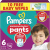 Pampers Premium Protection Nappy Pants Size 6, 132 Nappies, 13kg-19kg, Monthly Pack + Pampers Harmonie Aqua Baby Wipes 1 pack of 10 Wipes