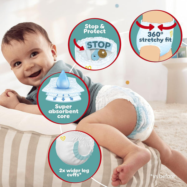 Pampers Baby-Dry Nappy Pants Size 7, 126 Nappies, 15kg+, Monthly Pack, 360° Fit To Help Prevent Gaps And Leaks